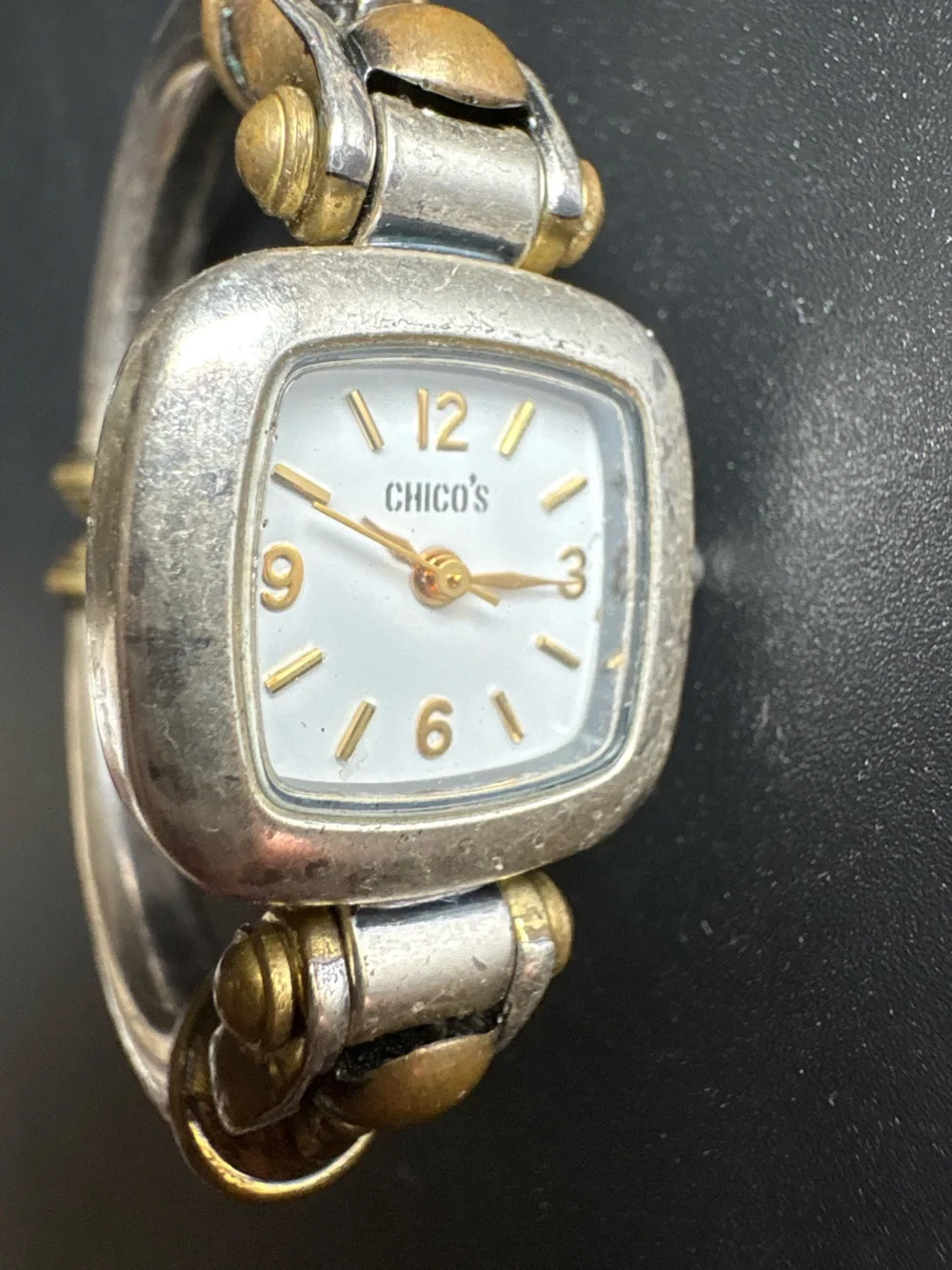Chico's Two-Tone Bangle Watch in Silver and Gold